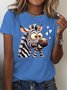 Funny Zebra Printed Round Neck T-shirt