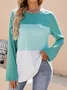 Women's Split Joint Knitted Crew Neck Casual Top