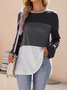 Women's Split Joint Knitted Crew Neck Casual Top