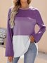 Women's Split Joint Knitted Crew Neck Casual Top