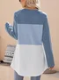 Women's Split Joint Knitted Crew Neck Casual Top