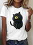 Loose Casual Cat Cotton T-Shirt