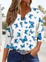 Women's Butterfly Knitted Notched Daily Going Out Casual Top