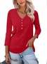 Women's Long Sleeve T-shirt Spring/Fall Gray Plain V Neck Daily Going Out Casual Top