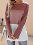 Women's Split Joint Knitted Crew Neck Casual Top