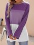 Women's Split Joint Knitted Crew Neck Casual Top