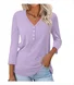 Women's Long Sleeve T-shirt Spring/Fall Gray Plain V Neck Daily Going Out Casual Top