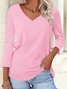 V Neck Jersey Casual Plain T-Shirt