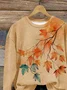 Crew Neck Maple Leaf Loose Casual Sweatshirt