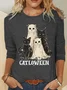 Catloween Funny Halloween Casual Long Sleeve Shirt