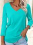 V Neck Jersey Casual Plain T-Shirt