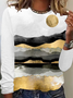Casual Jersey Landscape Painting T-Shirt