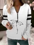 Dragonfly print contrasting women's casual long sleeved zipper sweatshirt