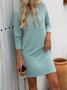 Knitted Crew Neck Casual Loose Dress