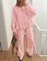 Women's Bow Plain Daily Going Out Two-Piece Set Apricot Casual Spring/Fall Top With Pants Matching Set