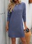 Knitted Crew Neck Casual Loose Dress