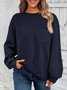 Casual Jacquard Plain Sweatshirt