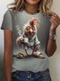 Crew Neck Casual Jersey Chicken T-Shirt