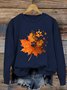 Loose Crew Neck Maple Leaf Casual Sweatshirt