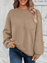 Casual Jacquard Plain Sweatshirt