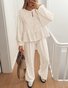 Women's Bow Plain Daily Going Out Two-Piece Set Apricot Casual Spring/Fall Top With Pants Matching Set