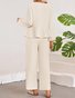 Women's Bow Plain Daily Going Out Two-Piece Set Apricot Casual Spring/Fall Top With Pants Matching Set