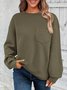 Casual Jacquard Plain Sweatshirt