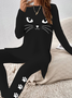 Cat Casual Jersey Loose Two-Piece Set