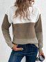 Off The Shoulder Casual Yarn/Wool Yarn Contrast Stitching Sweater