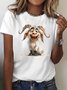 Funny Sheep Printed Crew Neck Cotton Casual T-Shirt