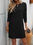 Knitted Crew Neck Casual Loose Dress