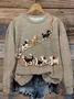 Funny dog print women's casual long sleeved round neck pullover sweatshirt