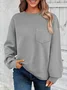 Casual Jacquard Plain Sweatshirt