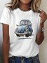 Fun car printed round neck T-shirt