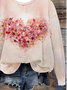 Abstract heart-shaped women's casual long sleeved round neck pullover sweatshirt