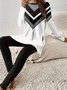 Black and white geometric print casual women's two-piece set