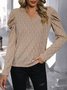 Casual Loose Plain V Neck T-Shirt