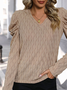 Casual Loose Plain V Neck T-Shirt