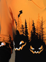 Halloween Pumpkin Cross Neck Long Sleeve T-Shirt