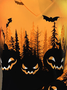 Halloween Pumpkin Cross Neck Long Sleeve T-Shirt