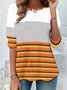 Loose Casual Crew Neck Halloween Striped T-Shirt
