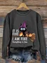 It's Fine I'm Fine Black Cat Print Crew Neck Sweatshirt