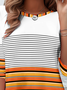 Loose Casual Crew Neck Halloween Striped T-Shirt