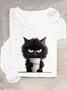 Funny Cat Nope Casual Long Sleeve Shirt