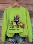 It's Fine I'm Fine Black Cat Print Crew Neck Sweatshirt