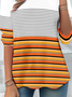 Loose Casual Crew Neck Halloween Striped T-Shirt