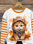 Crew Neck Cat Casual Sweatshirt