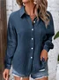 Plain Shirt Collar Casual Loose Shirt