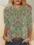Loose Cashew Flowers Casual T-Shirt