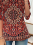 Ethnic print round neck casual long sleeved round neck women's T-shirt